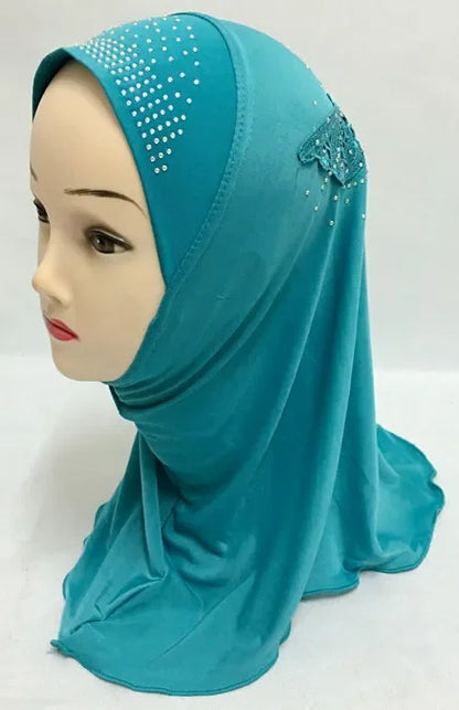Girls Kids Muslim Beautiful Hijab Islamic Arab Scarf Shawls Flower Pattern