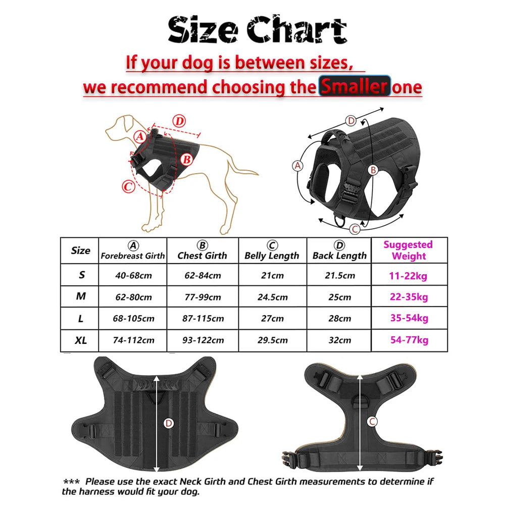Dog Harness Collar Leash Molle Pouches For Medium Large Dogs Pet German Shepherd Training Walking Vest Tactical Dog Harnesses