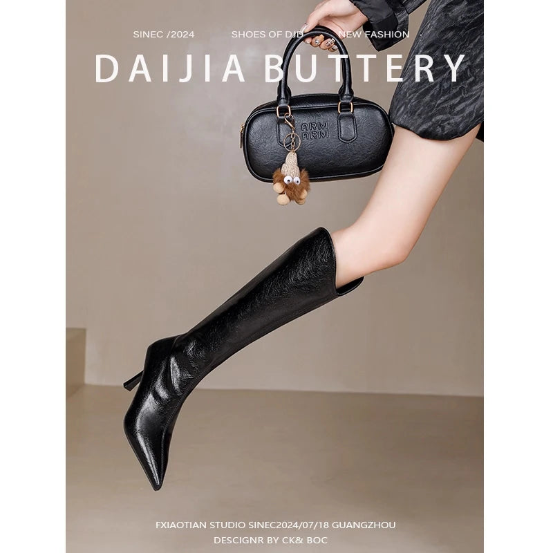 2025 Autumn New Products Women's Brown Suede High-Top Thigh Boots Pointed Toe Stiletto High Knight Boots