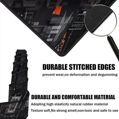 Large XXL Gaming Mouse Pad Desk Mat Keyboard Pad Black Circuit Board CPU Tech Cyberpunk Print Non Slip Rubber Base Stitched Edge