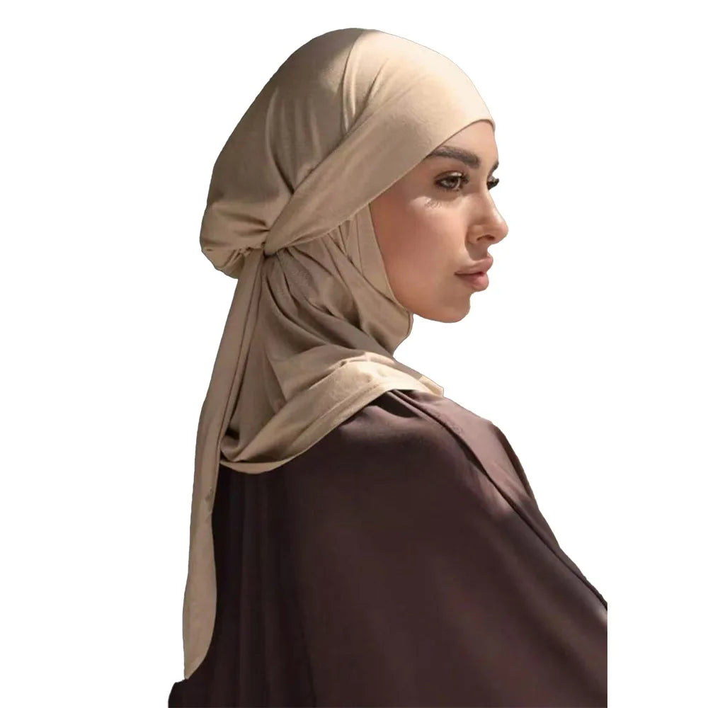 Bandage Instand Hijab Scarf for Muslim Women Plain Headscarf Head Wraps Islamic Turban Femme Musulman Headband Scarves