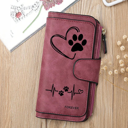 Heart-Shaped Animal Paw Butterfly Print Design Women Wallets Card Coin Wallet for Girls Purse ID Wallets Female Coin Purse Gift