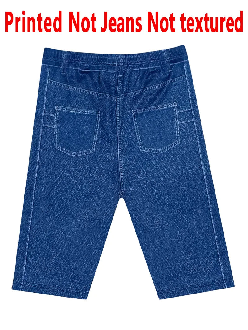 1304 [Printed Leggings - Not Faux Denim Fabric]Printed Leggings Without Texture, Denim Fabric, Women'S Shorts Capri Pants,