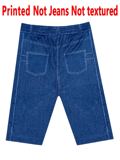 1304 [Printed Leggings - Not Faux Denim Fabric]Printed Leggings Without Texture, Denim Fabric, Women'S Shorts Capri Pants,