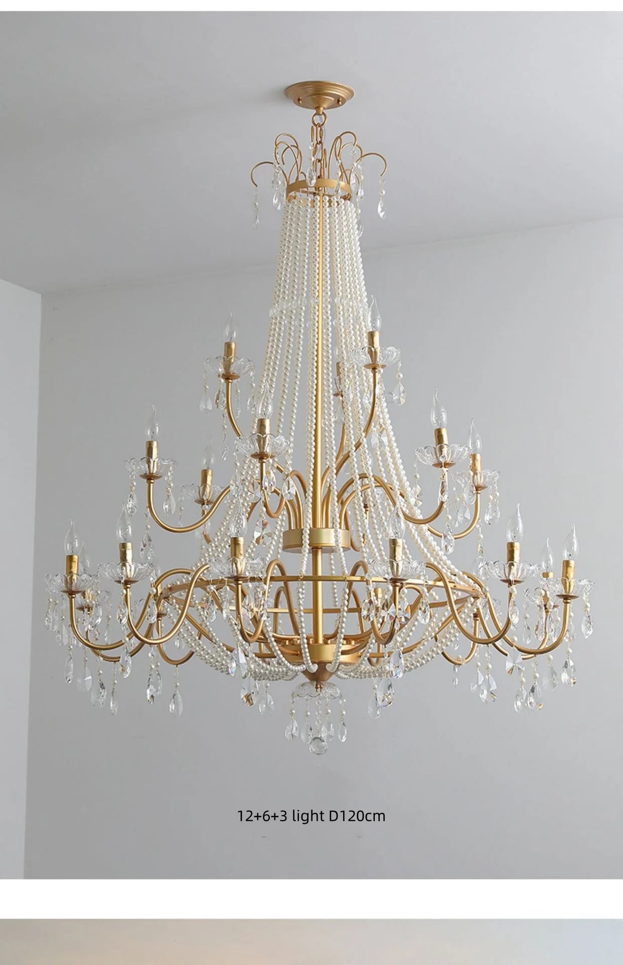 French Candle E14 Led Chandelier Villa Stairs Pearl Crystal Led Pendant Lights Hotel Art Decor Suspend Light Led Luminarias