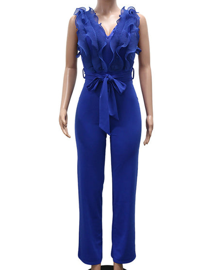 Sexy Backless Ruffles Jumpsuit Women Summer Fashion Romper Jumpsuit Woman One Pieces Streetwear Elegant Birthday Party Jumpsuits