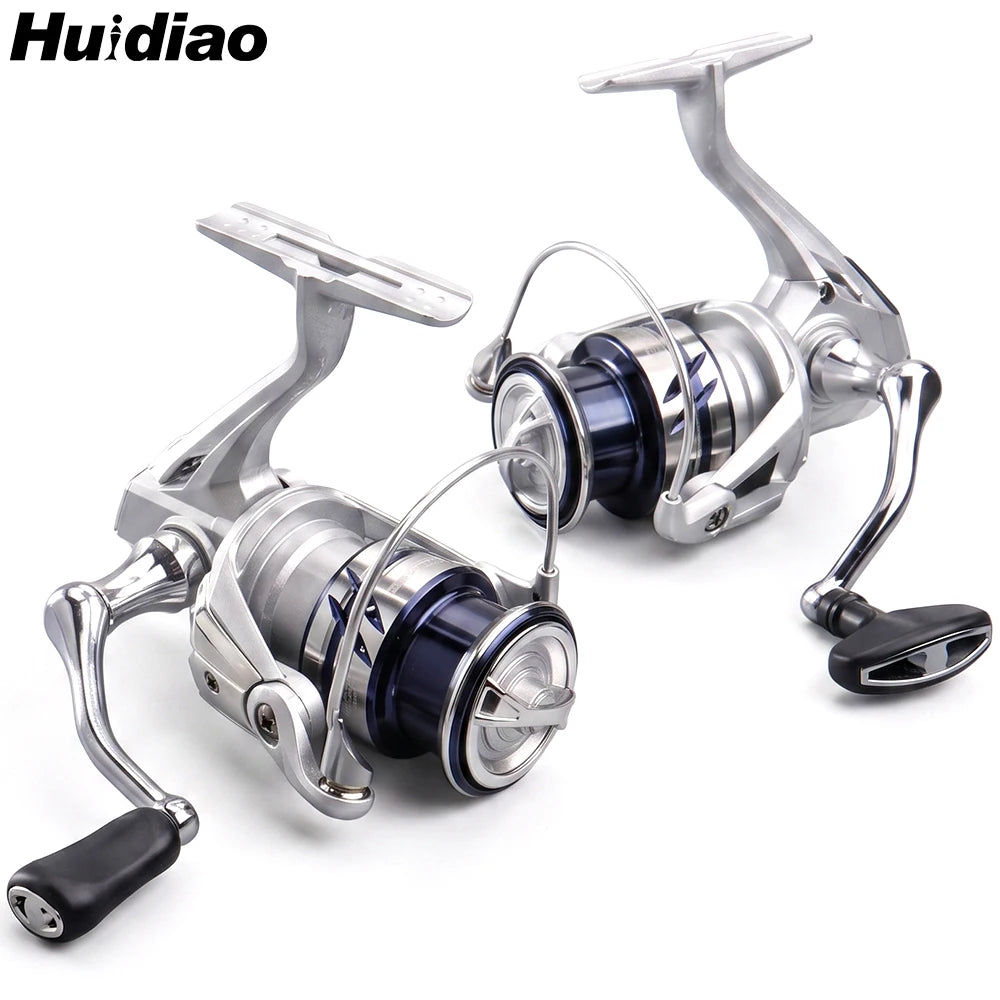 Huidiao 4+1BB Spinning Fishing Reel 1000/2500/3000/4000 10kg Max Drag 5.2:1 CNC Metal Spool Left/Right Interchangeable Saltwater