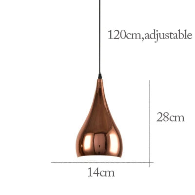 Nordic Rose Gold Pendant Lights Plated Metal Hanging Lamp Fixtures Dining Room Kitchen Island Bar Cafe Indoor Decor Lighting E27