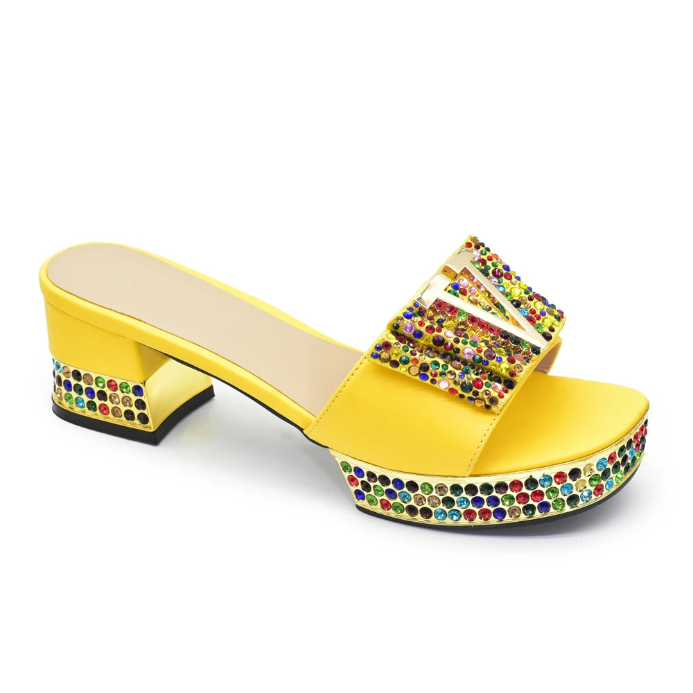 New Shoe and Bag for Nigeria Party Wedding Peep Toe Italian Women Shoes Matching Bag Decorate with Rhinestone for Wedding Dress