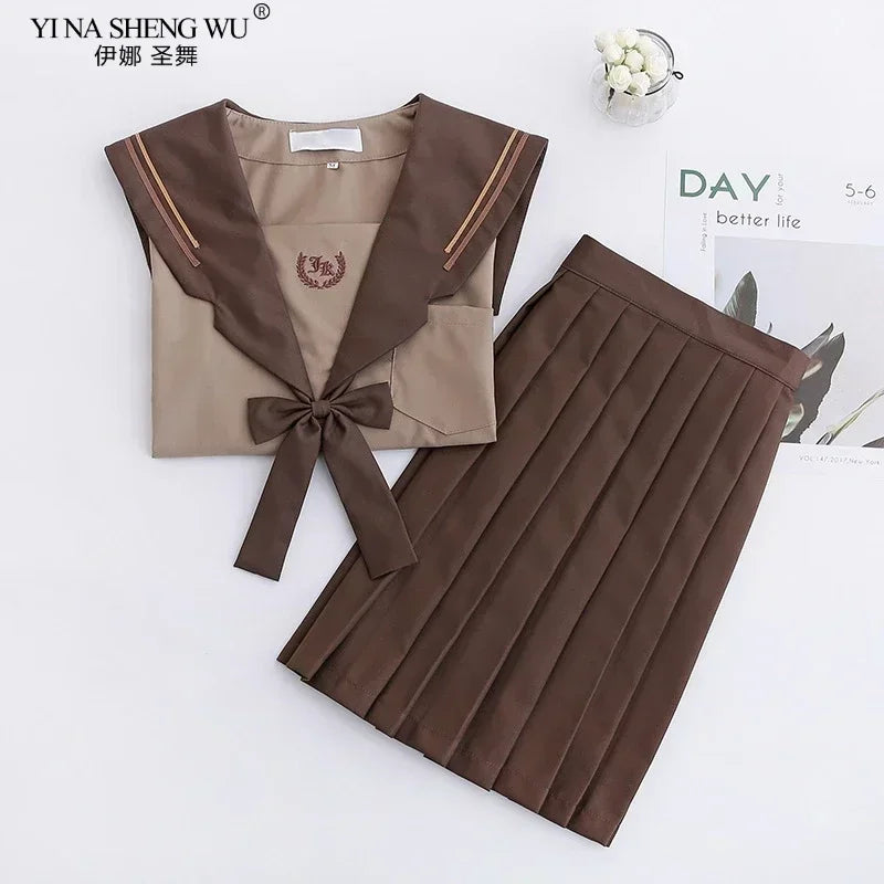 Japanese Brown JK Uniforms College Middle School Students Sailor Uniforms School JK Uniforms Anime Cospaly Students Clothing New