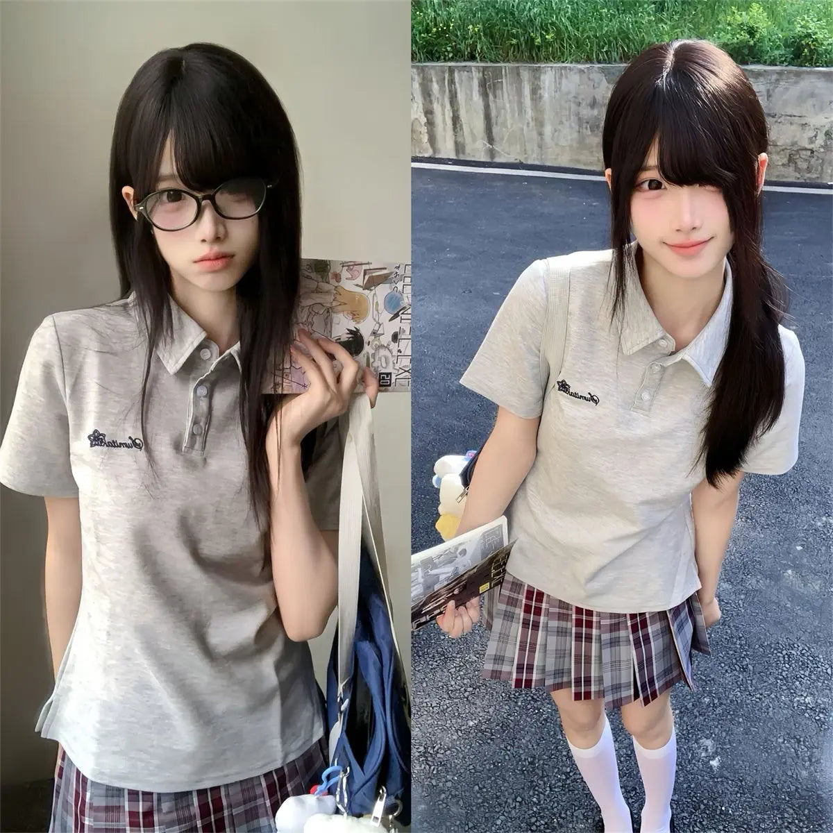 Japanese JK Uniform Polo Shirt and Skirt Suit Spring and Summer Wear Genuine All-match College Style Female Cute Lady Quiet