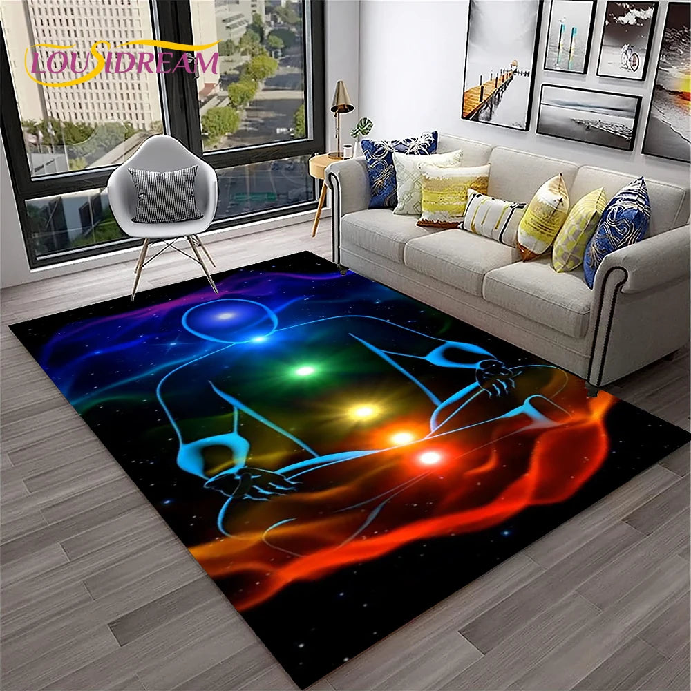 Naturalize Yoga Meditation Rainbow 7 Chakra Soft Carpet Rug for Home Living Room Bedroom Sofa Doormat Decor, Non-slip Floor Mat