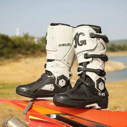 Professional Motocross Mid‑Calf Long High Ankle Off‑Road Racing Boots Moto Rider Protective Shoes Men Woman Motorcycle Boots
