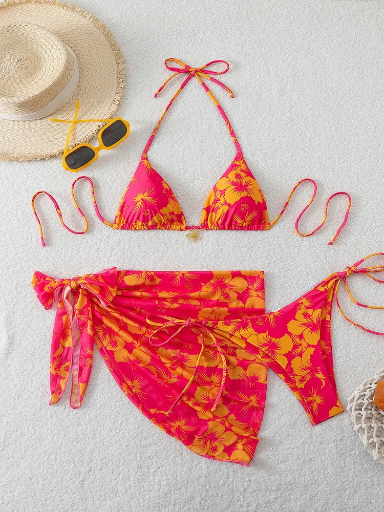 Sexy Swimsuit Women's Bikinis Swimwear Woman 2026 Bathing Suit 3 Piece Triangle Bikinis Sets Beach Dress Wear Cover Up Beachwear