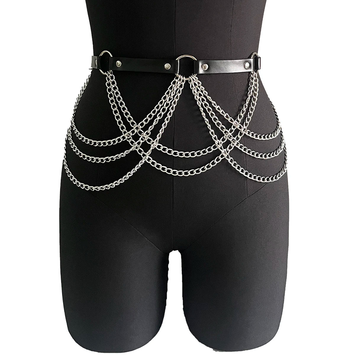 Women Fashion PU Leather Belt  Street Style Adjustable Garter Belt Cool Punk Gothic Exotic with Leg Jeans Decorative Accessory