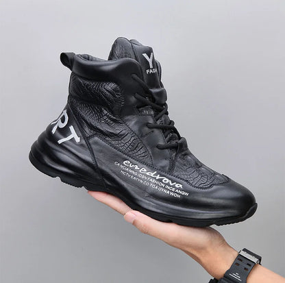 Genuine Leather Winter Boots For Men Crocodile Leather Casual Fleece Warm Shoes Motorcycle Punk Botas Male Loafer Hombre KK419