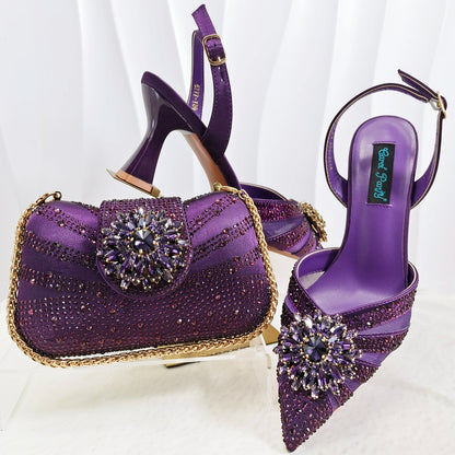 Attractive Itlian Design Women Heels Shoes and bag Perfect Combination Of DURABLE Outsole Shoes And Bags for Party Occasions