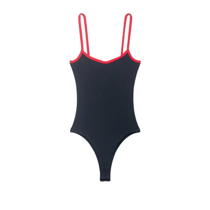 Women's Bodysuit 2026 New Fashion Spring Summer Color-block Trim Jumpsuit for Women Chic Personality Spaghetti Strap Bodysuit