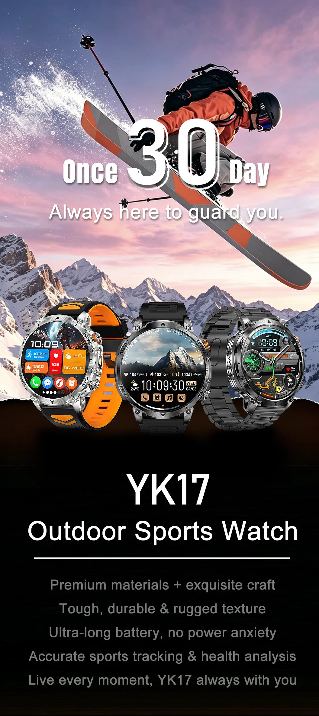 New Military Men's Outdoor Sport Smart Watch 1400mAh Battery BT Call Flashlight IP68 Waterproof 1.7' HD Large Screen Men Watch