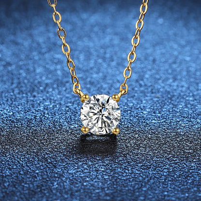 NeeTim 1ct 2ct 3ct 5ct D VVS1 Moissanite Necklace for Women Sterling Silver 925 with Yellow Rose Gold Plated Lab Diamond Pendant