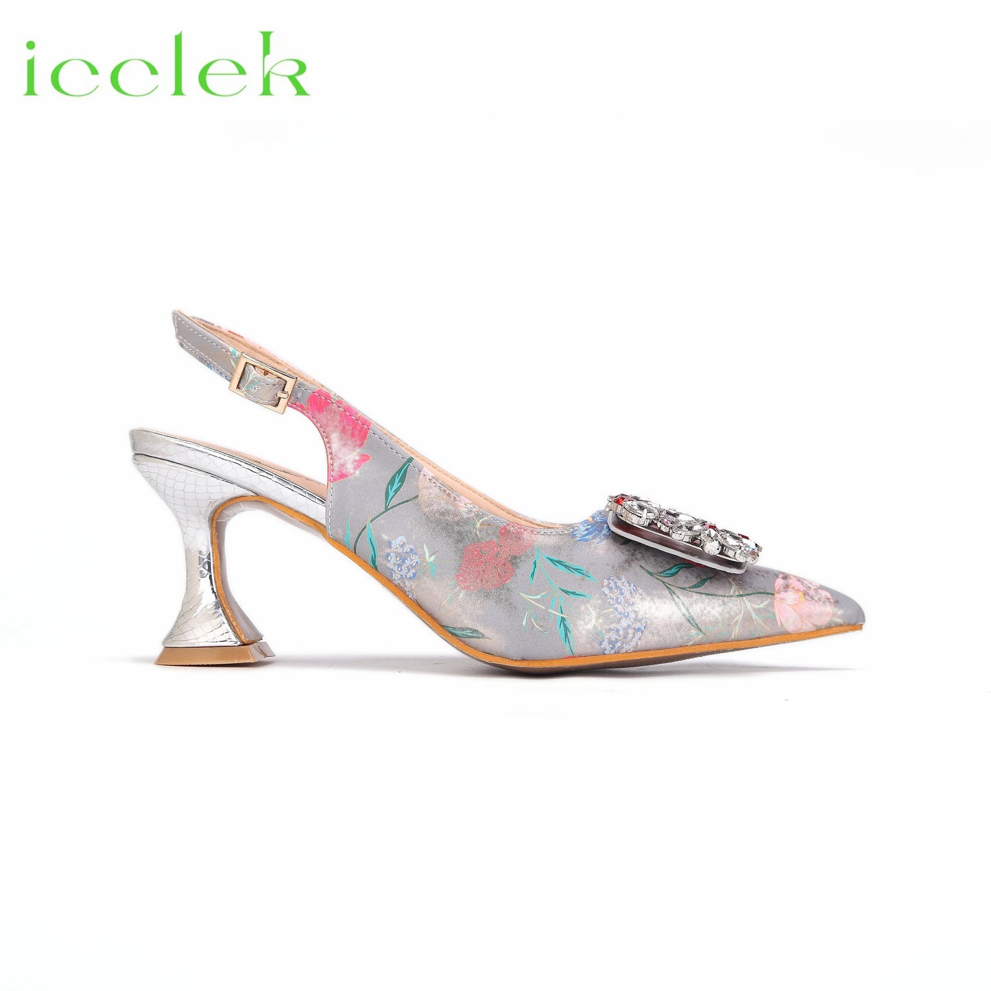 Newest Green Color Print Design High Heels Decorated with Water Rhinestone Party Women's Shoes and Bags Set