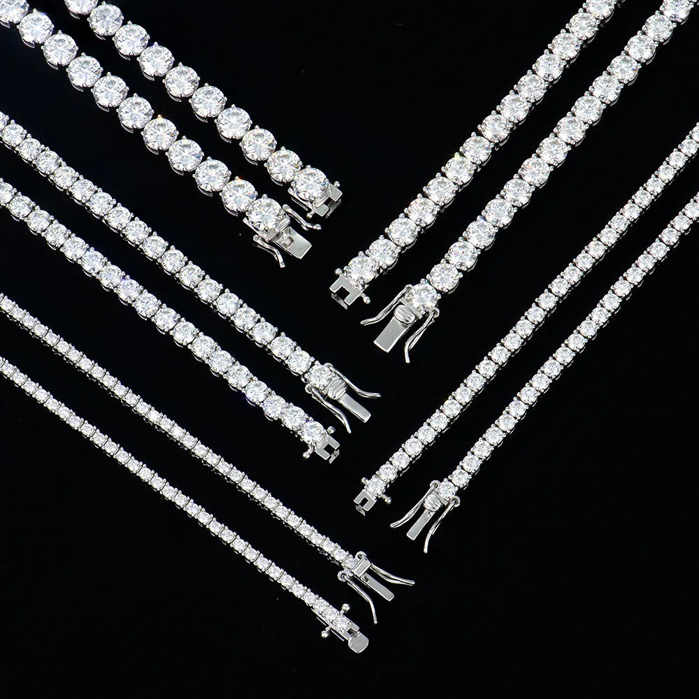 New D VVS1 Moissanite Tennis Necklace 3/4/5/mm for Women Luxury Exquisite 925 Sterling Silver Jewelry Simulated Diamond Gifts