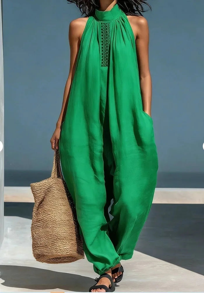 Women's 2026 Summer New Sleeveless Jumpsuit Casual Loose Wide Leg Pants Vacation Style Pockets Casual Jumpsuits Women Clothing