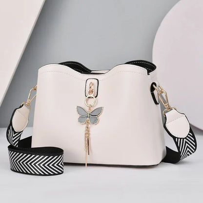 2025 Women White Handbag New Designer Butterfly Tassel PU Leather Messenger Bags Ladies Crossbody Female Tote Shoulder Bag