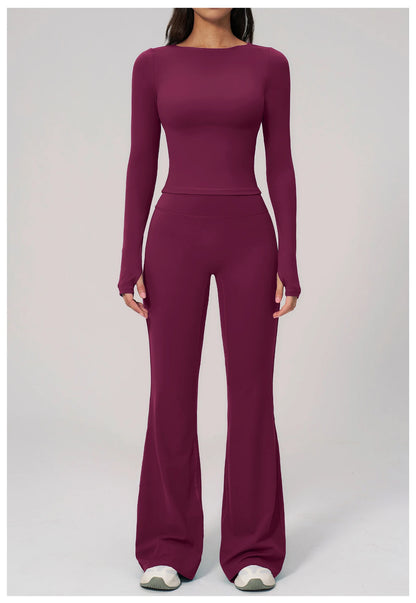 Yoga Set 2PCS Women Tracksuit Sportswear Workout Clothes Athletic Wear Gym Clothing Legging Fitness Top Long Sleeve Sports Suits