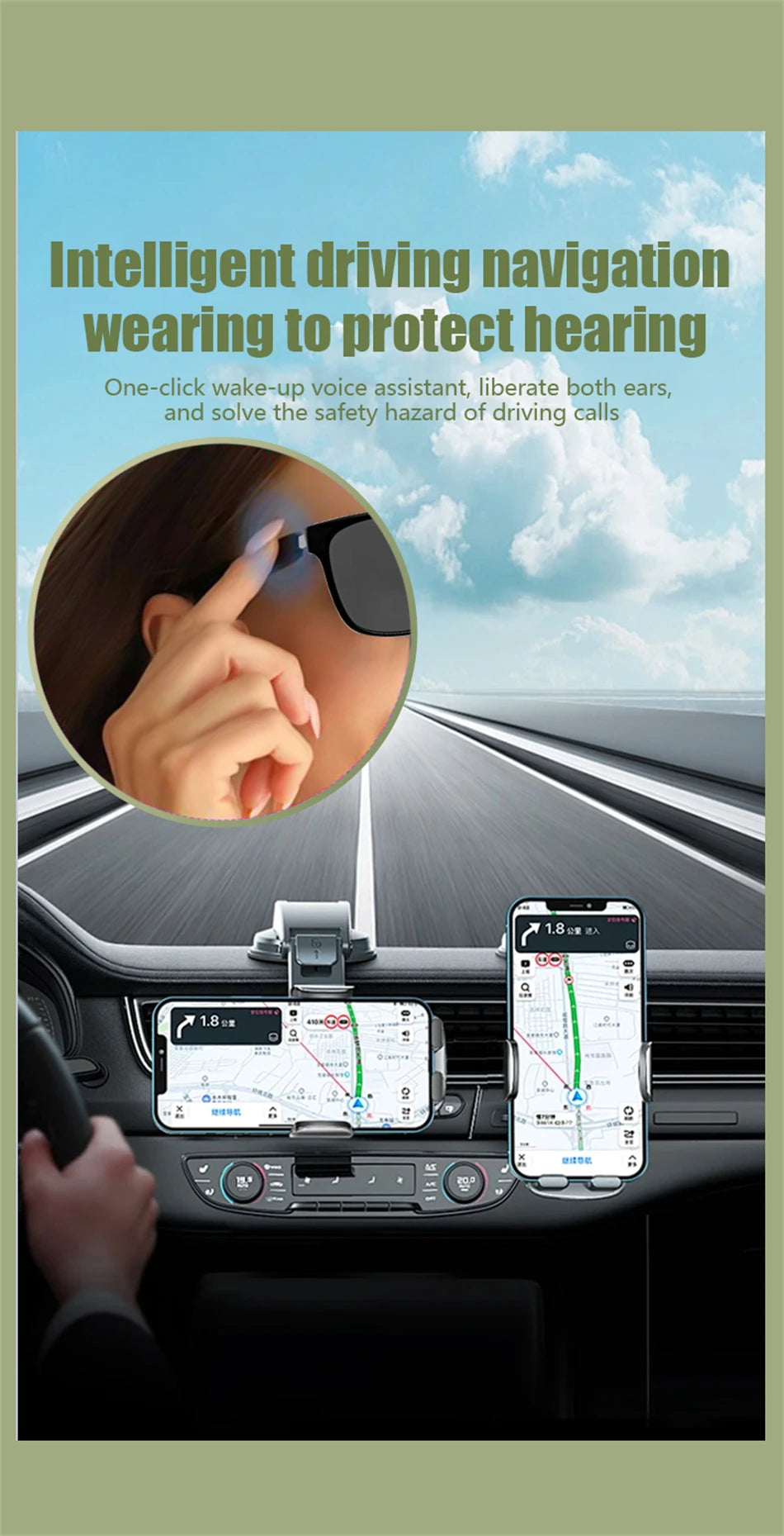 New Smart Glasses Intelligent Driving Navigation Wireless Music Play Outdoor Sunglasses Bluetooth Call Anti-blue Light Eyeglass