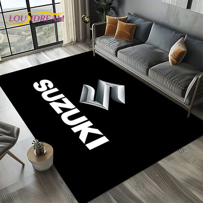 2025 Racing Car S-SUZUKI Logo Motorcycle Carpet Rug for Bedroom Living Room Home Sofa Decoration,kids Play Decor Floor Mat Gift