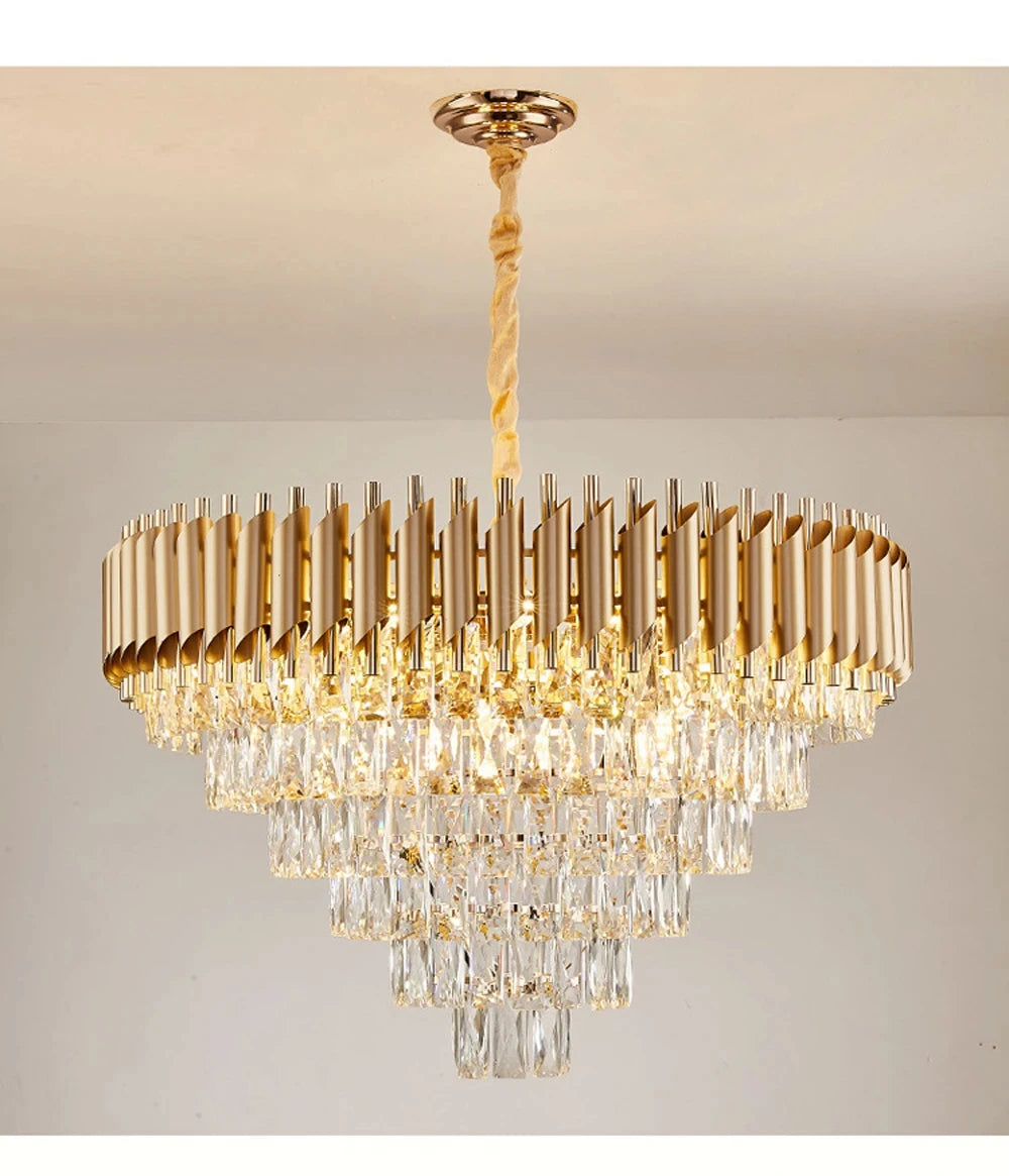 Villa Luxury Living Room Chandelier K9 Crystal Restaurant Pendant Lights Modern Ceiling Chandelier Dining Table Indoor Home Lamp