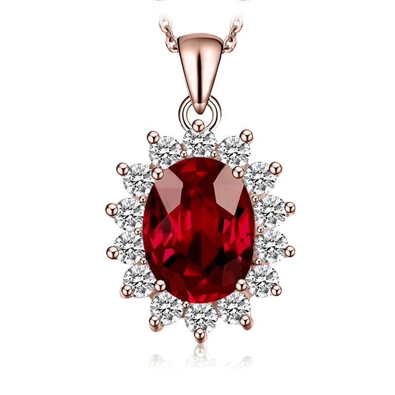 JewelryPalace Princess Diana Created Blue Sapphire Ruby Simulated Emerald 925 Sterling Silver Pendant Necklace for WomenNo Chain