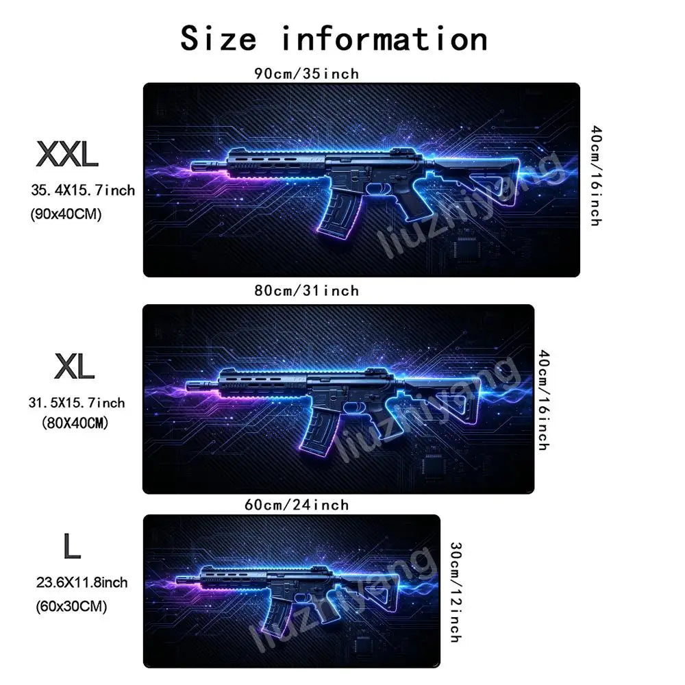 Gun-Themed Mouse Pad Large Size Rubber Base Anti-slip PC Desk Accessories Mousepad for Offices and Gamer Keyboard Mats Decor Mat