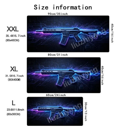 Gun-Themed Mouse Pad Large Size Rubber Base Anti-slip PC Desk Accessories Mousepad for Offices and Gamer Keyboard Mats Decor Mat