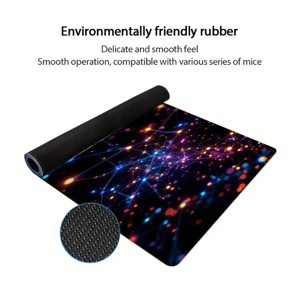 Colorful Nebula Particle Network Large Desk Mat Mouse Pad Mouse Mat Gaming Keyboard Mat  Non-Slip Rubber Base Computer Desk Pad