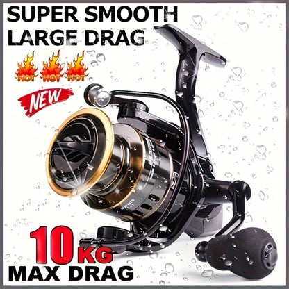 Spinning Reels with Metal Spool and Metal Rocker Arm, 5.2:1 Gear Ratio, Suitable for Both Freshwater and Saltwater Fishing
