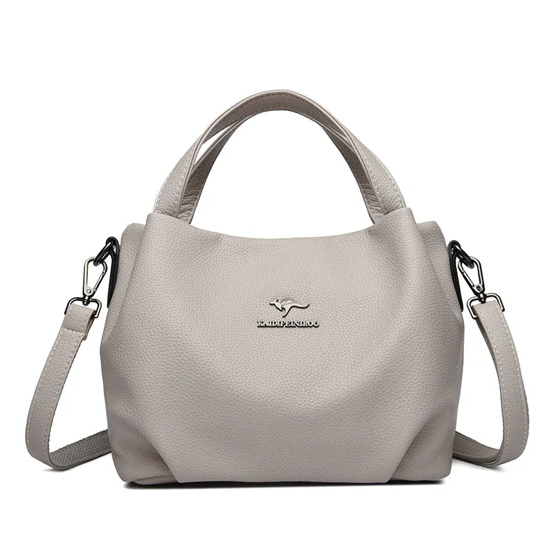 Genuine Soft PU Leather Handbags for Women Vintage Shoulder Tote Bag Luxury Designer Ladies Large Capacity Purse Bags Sac A Main