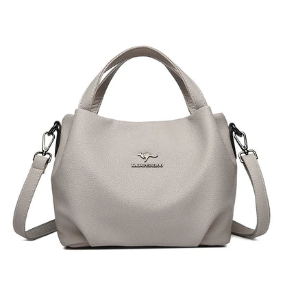 Genuine Soft PU Leather Handbags for Women Vintage Shoulder Tote Bag Luxury Designer Ladies Large Capacity Purse Bags Sac A Main