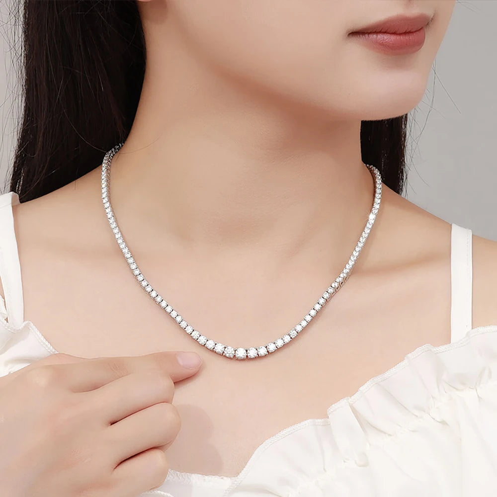 Serenity Gradient D Color Moissanite Tennis Necklace For Women Man 925 Sterling Sparkling Neck Chain Wedding Bridal Fine Jewelry