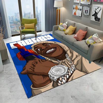 Legend Star Hip Hop Rapper Art Carpet Rug for Home Living Room Bedroom Sofa Doormat Decor,kids play Area Rug Non-slip Floor Mat