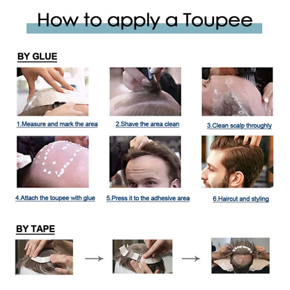 Toupee French Lace In Front Wigs For Man Mono Lace Men's Hair Prosthesis Men's Wigs Human Hair Mono PU Wig Male Hair Prosthesis