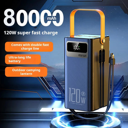 Gaiaray Portable Power Bank 50000mAh 80000mAh Large Capacity External Power Battery 120W Fast Charge With USB Type-C LED Light