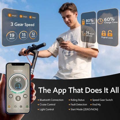 Electric Scooters for Adults, 8.5' Tire, Max 19 Miles and 19 Mph, 550W Foldable E Scooter with Side Light & APP