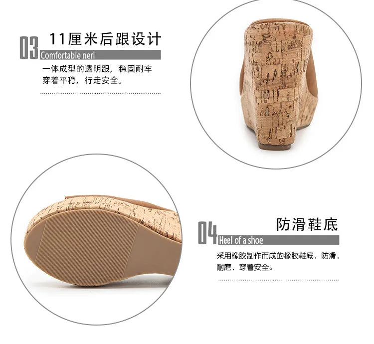 11CM Super High Heels Platform Sandals Women Wedges Open Toe Shoes Ladies Summer Slip On Slippers Beach Slides Femmes Sandalias