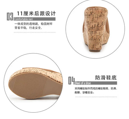 11CM Super High Heels Platform Sandals Women Wedges Open Toe Shoes Ladies Summer Slip On Slippers Beach Slides Femmes Sandalias