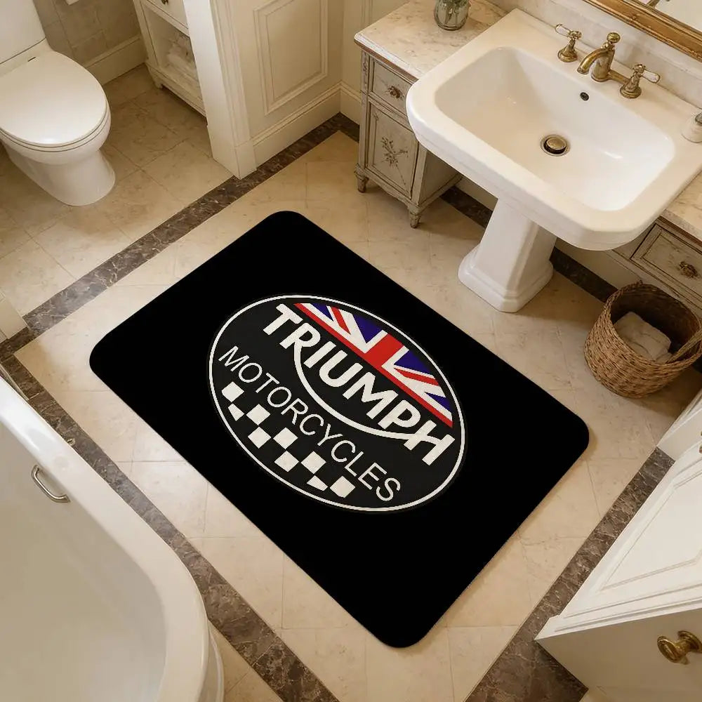 T-Triumph Motorcycle Logo Room Mats Retro Multiple Choice Living Room Kitchen Rug Non-Slip Welcome Rug