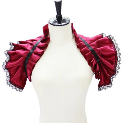 Unisex Vintage Victorian Ruffled Shrug Shawl Gothic Fake Collar Shoulder Wrap Capelet Costume Jabot Cosplay Accessories