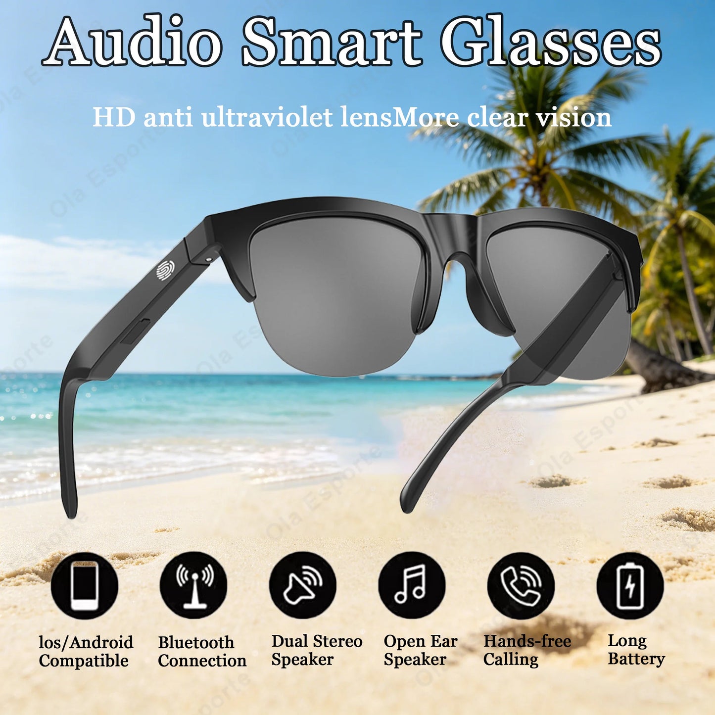 2026 Smart Glasses New AI Translation UV400 Polarized Lenses Wireless Bluetooth Call HD Voice navigation Driving SmartSunglasses