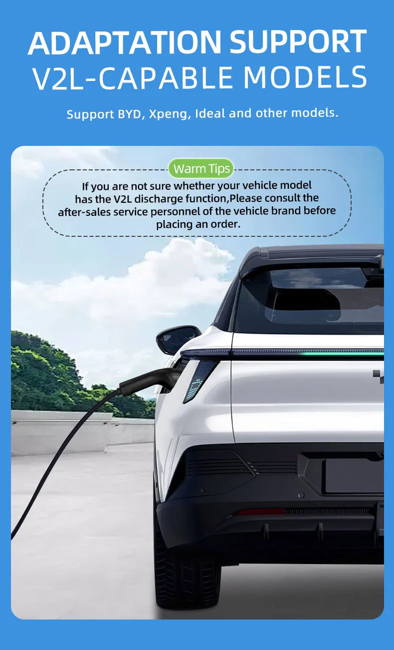Outdoor Electricity V2L Discharger GBT 4KW EV Discharger EU socket For BYD MG Geely Jaecoo ZEEKR XPENG Renault NAMMI EU